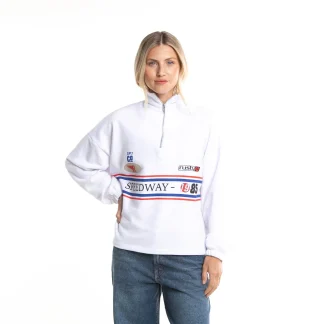 Buzo Rusty Racer Paneled 1/2 Zip Crew Ld White